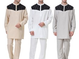 2 Piece Pants Set for Arabian Muslim Men - Thobe, Men Abaya