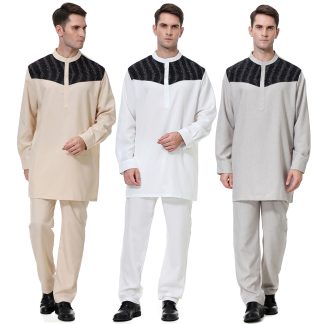 2 Piece Pants Set for Arabian Muslim Men - Thobe, Men Abaya