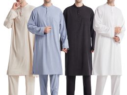 2 Piece Latest Design Fashion Thobe in USA & Canada for Muslim Men - Arab Polo style