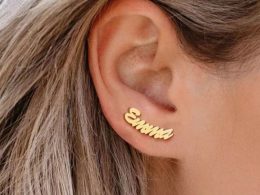 Custom Name Heart Earring for Muslim Women Girls - Stainless Steel Gold Plated - Nameplate Personalized Jewelry Stud Earrings