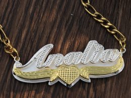 3D Fashion Muslim Women Double Nameplate Necklace - Custom Name Jewelry