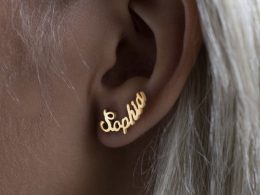 Muslim Woman Girl Gold Name Logo Earrings Personalized Stainless Steel Stud Earings Fashion Custom Jewelry