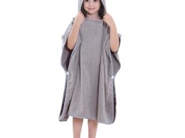 Children Hooded Printed Beach Towel Muslim Girls Cartoon Beach Towel Kids Poncho