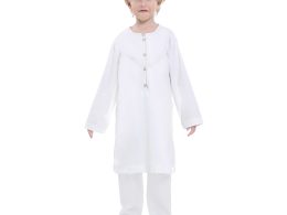 2 PC suit 4 colors Solid color Muslim Arab Boy  Dubai for kids party dress