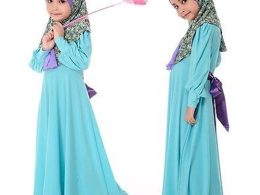 Muslim Kid Girl Long Dress Muslim Children Clothing 3pcs Set With Flower Hijabs Prayer Dress